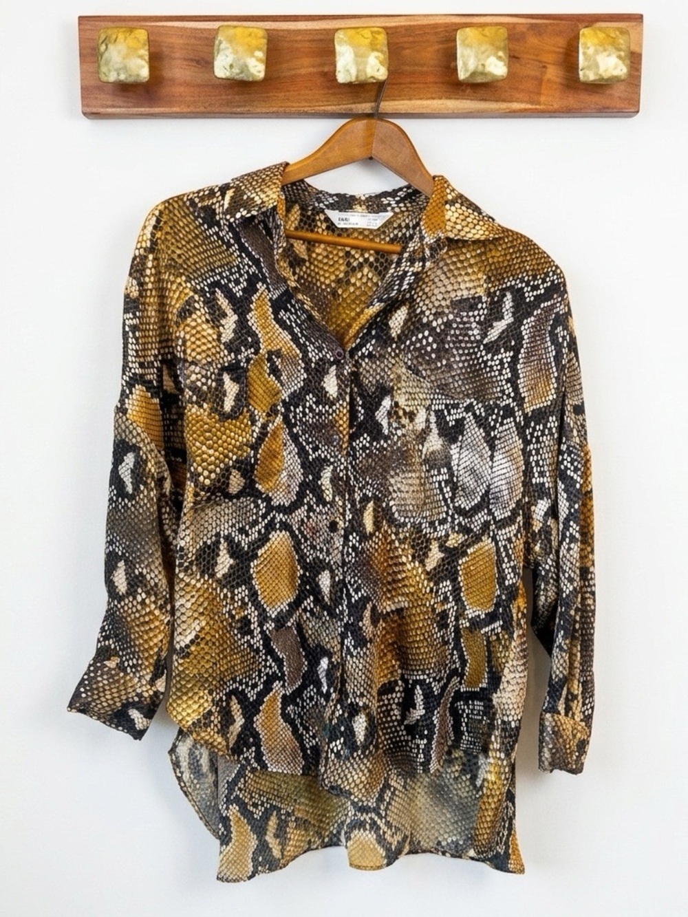 Zara Snakeskin Blouse Size Small Oversized